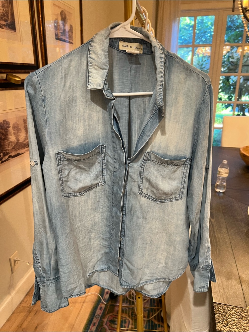 cloth & stone Light Blue Washed Denim Button-Down Shirt